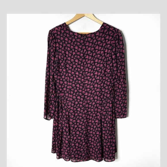 NWT Reformation Tamsin Mini Dress Bon Bon Pink Hearts Motif Long Sleeve Size 12 - Picture 5 of 16